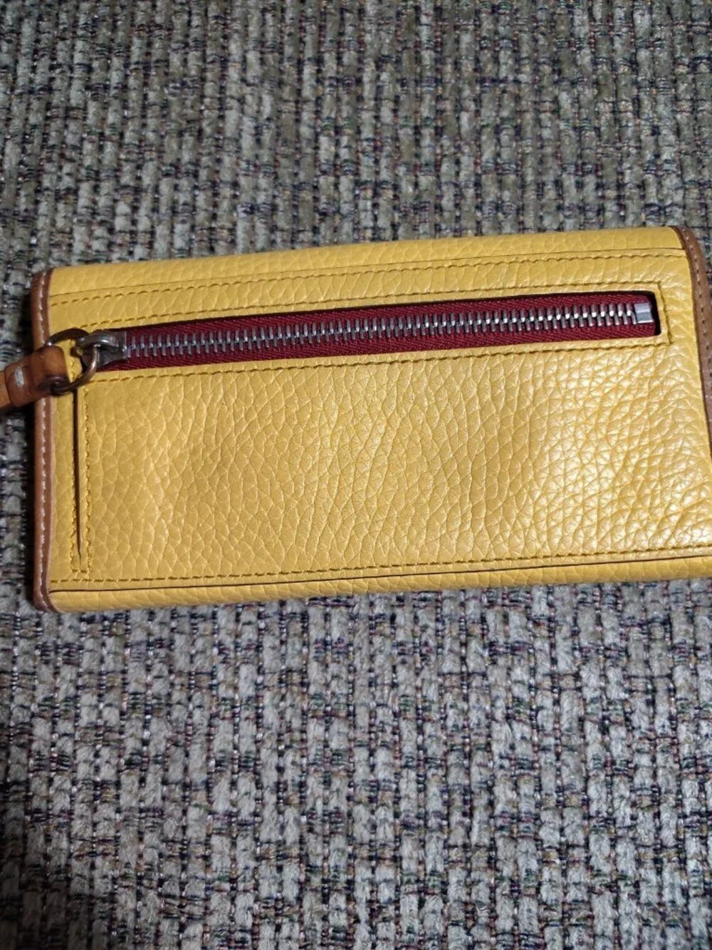 Dooney & Bourke Women’s Wallet Yellow Brown Solid Folding Credit Card Zipper